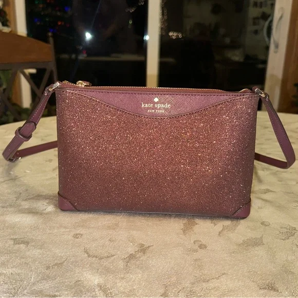 Kate Spade Crossbody Sparkly Dark Purple NWOT Glitter purse glittery bag - Picture 3 of 16